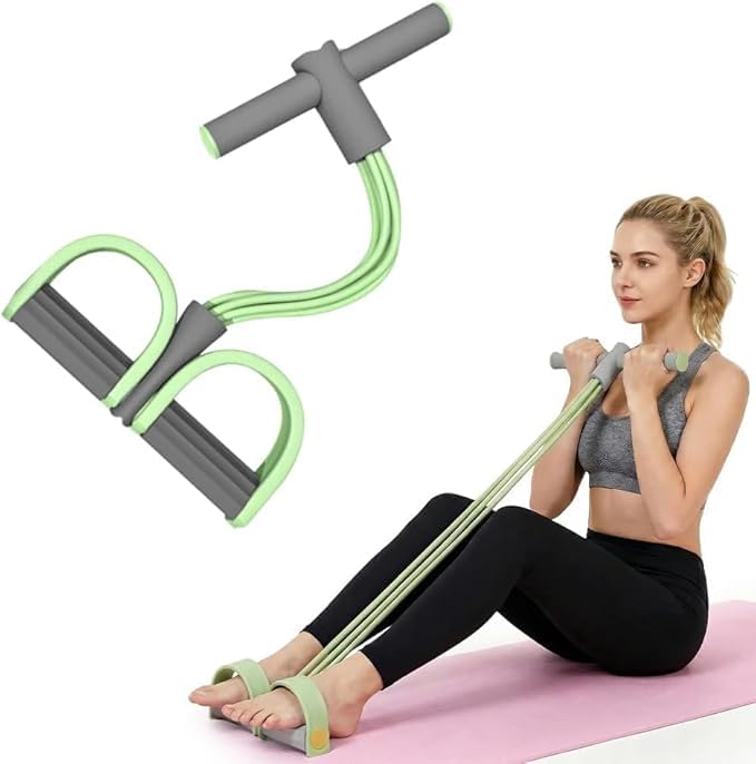 Multifunction Pedal Resistance Band, Pedal Resistance Bands with Handles - 2026 New Elastic Rubber Exercise Band for Full Body Workout, Arm, Leg - color: Green