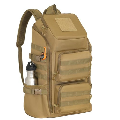 kokkoya 40l Slim Tactical Backpack with Laptop Compartment Molle System Webbing Lightweight Bag for Men Travel Hiking Camping Everyday Carry 17 inch Laptop Khaki - color: Khaki