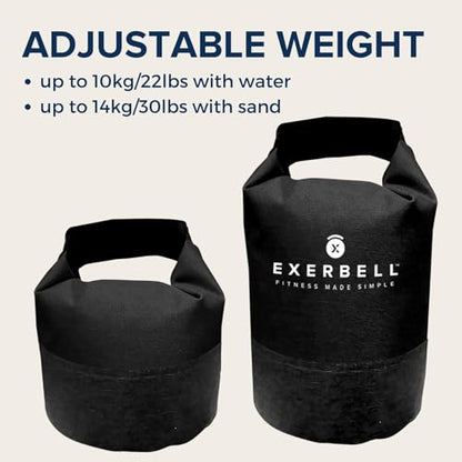 Foldable Adjustable Kettlebell 4-30lbs – Portable Water Sandbag Functional Strength Tool – Soft Floor-Friendly Mobility Gear for Home Gym Travel – Leak-Resistant Load with Internal Scale - color: Black