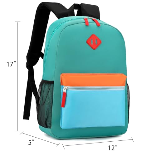 Backpack Set for Girls Boy Kids Backpack with Lunch Box for Elementary Primary Kindergarten School Bag (Pink Green, Large) - color: Pink Green
