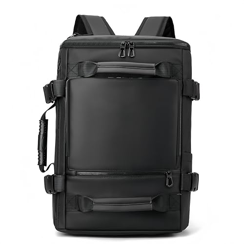 Carry On Backpack Travel Backpack for Men & Women, Durable Convertible Duffle Bag Fit for 16 Inch Laptop for Fitness, Travel (Black) - color: Black
