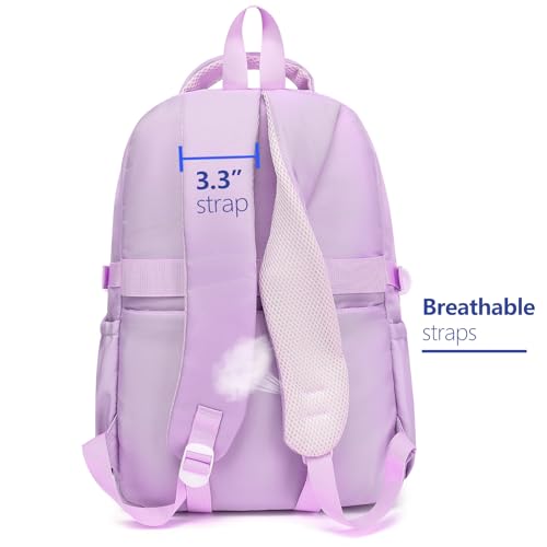 Cute Backpack for Teen Girls Boys, Aesthetic Travel Bookbag for High Middle School College Student (Purple) - color: Purple