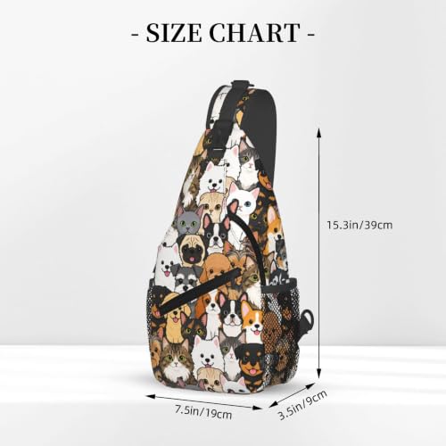 Sling Backpack Unisex Crossbody Chest Bag Shoulder Chest Bag For Women Men Hiking Travel - color: Dogs and Cats