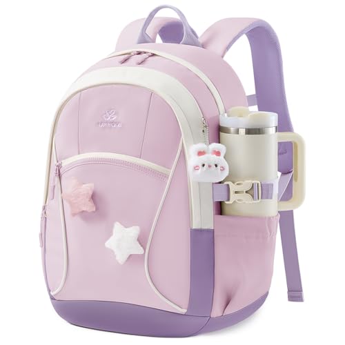 LOVEVOOK School Backpack for Teen Girls & Kids, Lightweight Large Capacity Waterproof Bookbag with 15.6" Laptop Compartment, Cute Ergonomic Bag for Elementary Middle School Students - color: Purple, size: 15.6 inch