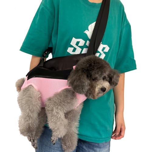 Dog Carrier Backpack, Breathable Mesh Chest Carrier for Small Dogs - color: pink, size: 10.4"L x 0.6"W x 14.7"H