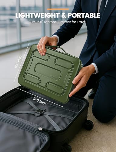 DOMISO 15.6 inch Laptop Sleeve with Handle Shockproof Waterproof EVA Protective Case for 15.6" Yoga 720 IdeaPad 310 320 ThinkPad T570/Legion 5 Gen 6/HP Envy 15/15.6" Notebooks, Green - color: Green, size: 15.6 inch