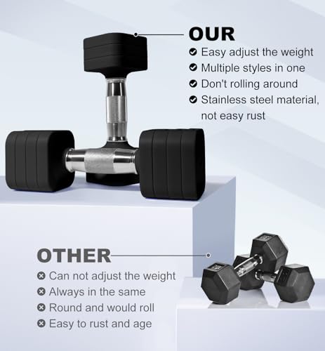 15LB 20LB 30LB 40LB 50LB Adjustable Dumbbell Set Free Weights Dumbbells Set for Women Men Hand Weights Sets Adjust Dumbbell Weight Sets for Home Gym Exercise Workout Strength Training Equipments - color: Black