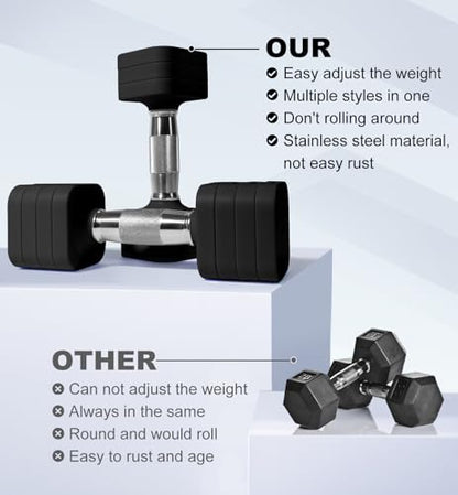 15LB 20LB 30LB 40LB 50LB Adjustable Dumbbell Set Free Weights Dumbbells Set for Women Men Hand Weights Sets Adjust Dumbbell Weight Sets for Home Gym Exercise Workout Strength Training Equipments - color: Black