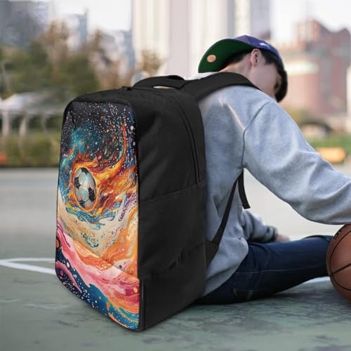 18.5in Basketball Backpack Basketball Bag with Shoe Compartment & Ball Holder, Waterproof Bag for Soccer Volleyball - color: Anime Star Cool Soccer Print