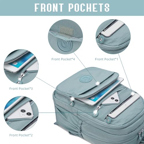 Hiking Waterproof 13" Laptop Backpack Purse for Women and Men,Travel Backpack - color: Light Blue