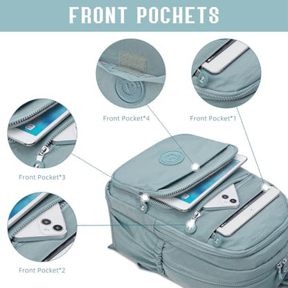 Hiking Waterproof 13" Laptop Backpack Purse for Women and Men,Travel Backpack - color: Light Blue