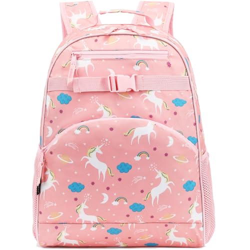 FlowFly Kids Backpack for Toddler Boys Girls, Simple Lightweight Bookbag for Daycare Kindergarten Elementary School Travel, Small Modern Bag (Large, Unicorn) - color: Unicorn, style: Kids Large: 17l