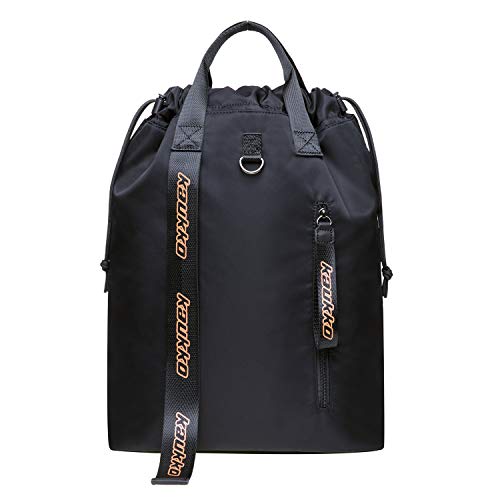 KAUKKO Drawstring Sports Backpack Gym Yoga Bag Shoulder Rucksack for Men and Women BLACK,19.09L - color: H02-2-black