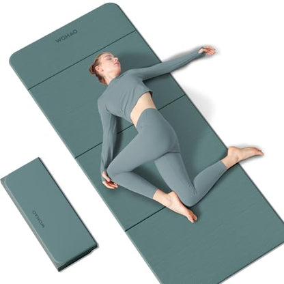 7-Fold Yoga Mat 70"x24" - 1/2 Inch Thick Folding Exercise Mat, Compact Non-Slip TPE Mat for Travel, Storage, Yoga & Home Gym, Lightweight & Portable - color: Dark green+Dark Gray