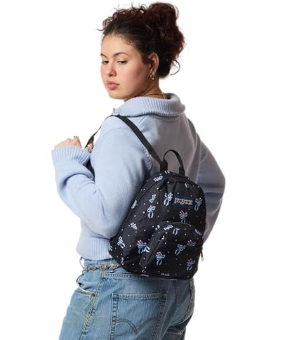 JanSport Half Pint Mini Backpack, 10.2 L - Durable Mini Bag Purse with Adjustable Shoulder Straps, Single Main Compartment, Zippered Stash Pocket, Pastel Petals - color: Pastel Petals Black/Blue/Pink/Green