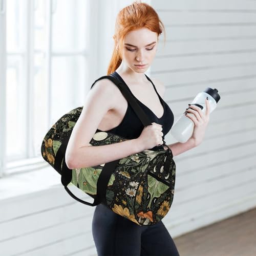 MNSRUU Sports Duffel Bags, Green Moth Athletic Gym Bag Overnight Workout Travel Tote Luggage for Men Women Yoga - color: Moths I18601