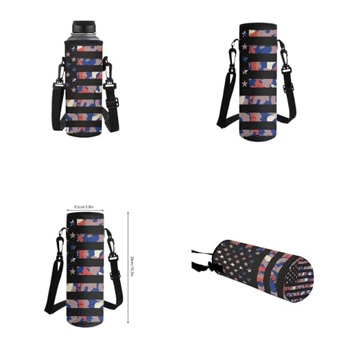 American Flag Camo Backpack for Boys Kids Backpack with Lunch Box Water Bottle Holder with Strap and Big Pencil Case 4PCS Set Bookbag with Front Pocket for School 17" Lightweight School Bag - color: American Flag Camo