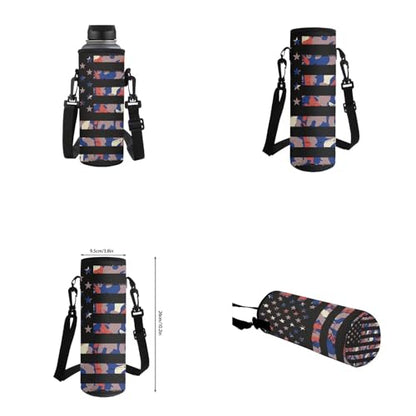 American Flag Camo Backpack for Boys Kids Backpack with Lunch Box Water Bottle Holder with Strap and Big Pencil Case 4PCS Set Bookbag with Front Pocket for School 17" Lightweight School Bag - color: American Flag Camo