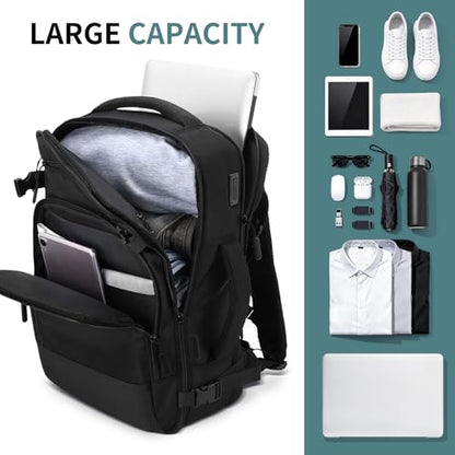 Travel Backpack, TSA Friendly Flight Approved Carry on Backpack with Laptop Compartment for Men Women, Weekender Bag Personal Item Backpack 30L, Black - color: Black
