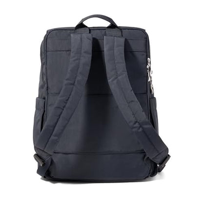 Baggallini Flap Laptop Backpack - 15"x11" Lightweight Work Travel Bag w/Luggage Sleeve & RFID - color: French Navy