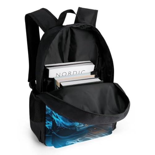 Basketball Fire Water Element Backpack, Durable Polyester Daypack with Laptop Compartment, Reinforced Bottom, Adjustable Shoulder Straps And Multi Pockets for Travel And Daily Use - color: Basketball Fire Water Element