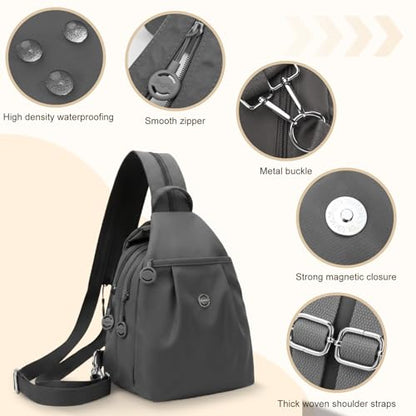 Waterproof 2-Way Mini Commuter Bag, Multi-Compartment Oxford Small Backpack, For Women, Collegeman, Commuter (Grey) - style: Grey