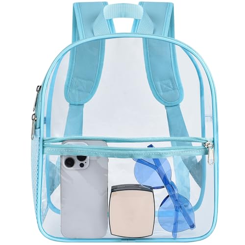 Oraben Clear Backpack for Stadium Events Stadium Backpack Waterproof 12x6x12 Clear Bag for Adult Concert Sport Work - color: Baby Blue, style: Enhanced Strap