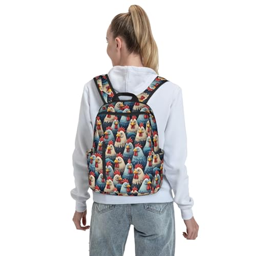 Eco Polyester Backpack Cute Chickens, Ergonomic Straps, Fits Tablet, for Work or Hiking - color: Picture (197)