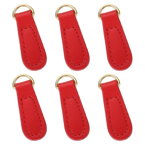 uxcell 6pcs Zipper Pull, 1.57 Inch Leather Zip Puller Zipper Replacement Repair Kit Head Handle for Luggage Clothing Jackets Backpacks Boots, Red - color: Red