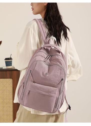 Casual Backpack, Multi-Pocket Design with Front Zipper Compartment (Pink) - color: Pink