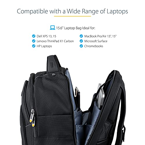 StarTech.com Unisex Backpack Ergonomic Computer Bag with Removable Accessory Case-Laptop/Tablet Pockets-Nylon, Black, 15.6" Professional IT Tech Work/Travel/Commute (NTBKBAG156) - size: 15.6"