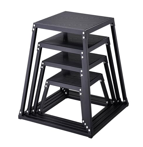 Plyometric Jump Boxes Set, 12/18/24/30 Inch Plyo Box for Fitness, Jumping Agility Platform for Strength Training, Step Up Box for Home Gym - Black