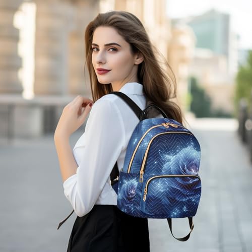 ALAZA Mini Backpack Purse for Women Lightweight Girls Small Size Blue Rose 1 School Teens College Traveling - color: Blue Rose 1, size: Small