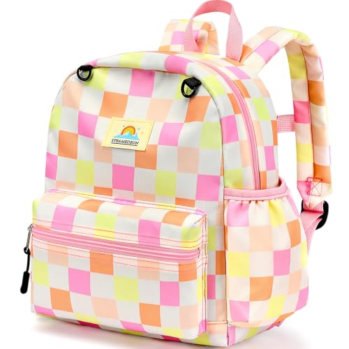 STEAMEDBUN Toddler Backpack Boys Girls 2-4, Preschool Daycare Backpack -12inch - color: Pink Checkerboard, size: Mini-12"H(not fit folder)