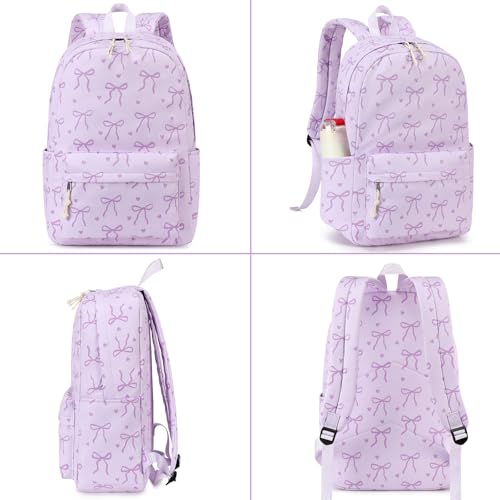 LOIDOU Girls Backpack for Kids Cute School Bookbag - color: Purple-1, size: L-17"