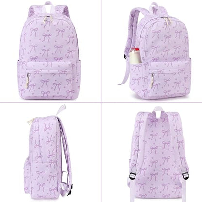 LOIDOU Girls Backpack for Kids Cute School Bookbag - color: Purple-1, size: L-17"