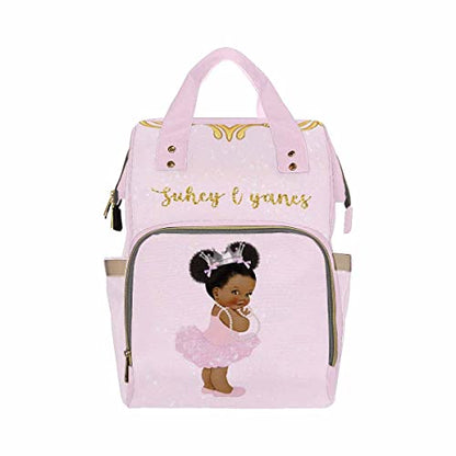 Personalized Afro Princess Diaper Bag Backpack for Mom Custom Name Nappy Bag Casual Travel Daypack Customized Newborn Gift Pink - color: 230112-11