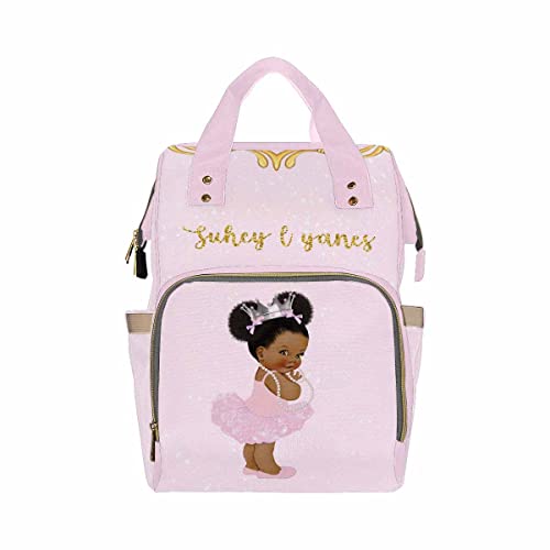 Personalized Afro Princess Diaper Bag Backpack for Mom Custom Name Nappy Bag Casual Travel Daypack Customized Newborn Gift Pink - color: 230112-11
