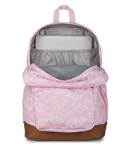 JanSport Cool Backpack with 15-inch Laptop Sleeve, Large Computer Bag Rucksack with 2 Compartments, Ergonomic Straps, Flutter By - color: Flutter By Pink Ice/White/Pink Ice