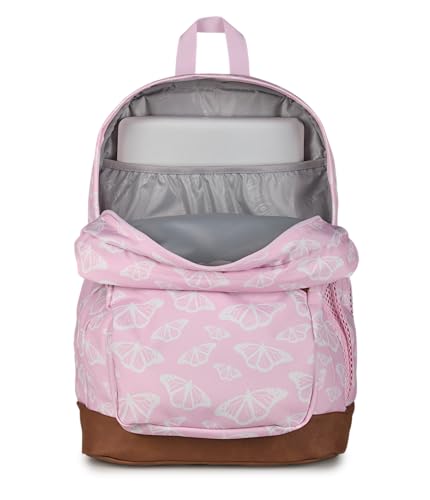 JanSport Cool Backpack with 15-inch Laptop Sleeve, Large Computer Bag Rucksack with 2 Compartments, Ergonomic Straps, Flutter By - color: Flutter By Pink Ice/White/Pink Ice