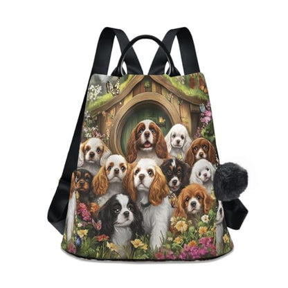 ALAZA Many Flower Butterfly Charles Cavalier Dog Trips Hiking Camping Rucksack Pack for Women - color: multicolor 19