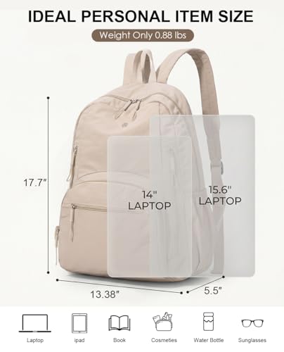 Backpack for Women, Work College Laptop Backpack, Lightweight Travel Backpack Purse, Casual Daypack Bag (Khaki) - color: Khaki