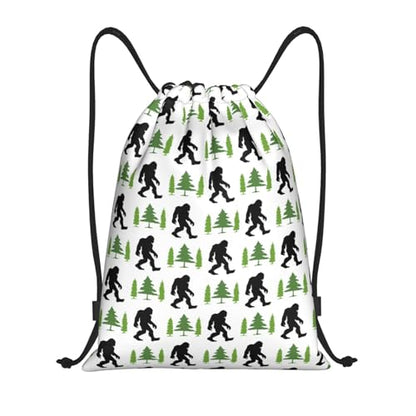 Gianlaima Sasquatch Black Bigfoot Art Funny Drawstring Bags Backpack Bag Sport Gym Sack String Bag Yoga Dance Travel Bag For Men Women - color: Black46