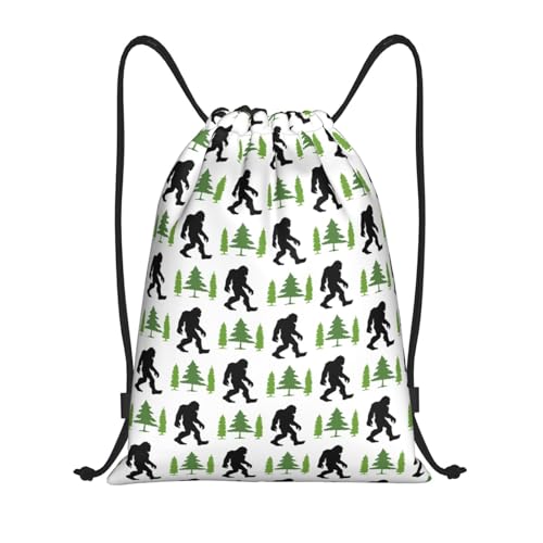 Gianlaima Sasquatch Black Bigfoot Art Funny Drawstring Bags Backpack Bag Sport Gym Sack String Bag Yoga Dance Travel Bag For Men Women - color: Black46
