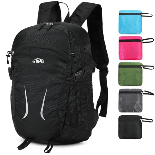 Small Hiking Backpack 35L Travel Lightweight Hiking Packable Daypack Water-Resistant Foldable Backpacks for Women Men Camping (Black) - color: Black, size: 35L