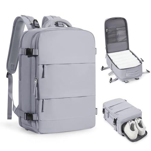 coofay Travel Backpack Carry On Flight Approved For Women Men Personal Item Backpack Carry On Bags For Airplanes Backpack For Travel With Shoe Compartment Grey - color: A-grey, size: Small