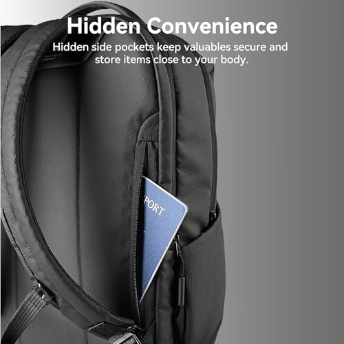 Muzee Lightweight Business Commute Backpack, Waterproof Laptop Backpack with Digital Protective Case, Hidden Pockets & YKK Zippers, 830g Ultra-Light for Men Women Office Travel