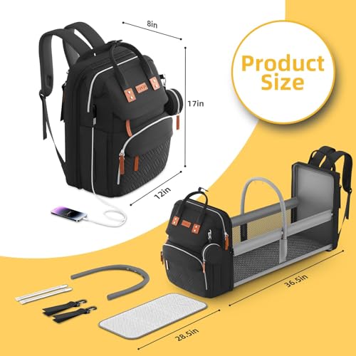 ISMGN Diaper Bag Backpack with Changing Station, Large Diaper Bag, Baby Bag, Multifunctional Diaper Bag, Black - color: Classic Black