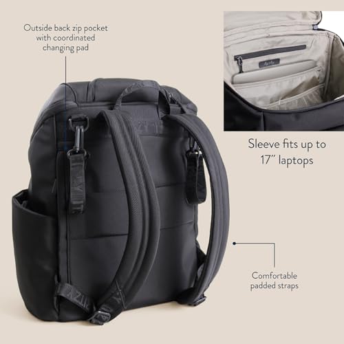 Itzy Ritzy Belong Bucket Backpack – Lightweight Diaper Bag Backpack Featuring 16 Pockets, Bucket Top Opening, Stroller Straps & Changing Pad – Organized and Stylish Everyday Family Backpack (Black) - color: Black