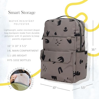 RED ROVR Roo Lightweight 1 LB Diaper Bag Backpack | 11 organizational pockets| Durable & Water-Resistant (Truffle Doodle) - color: Truffle Doodle